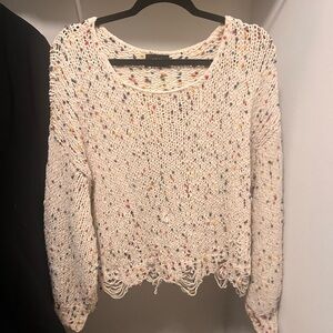 Vici Cream Knit Sweater with Colorful Accents